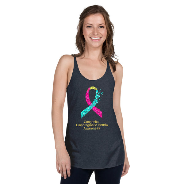 CDHAR- (37) Congenital Diaphragmatic Hernia Awareness Ribbon Women's Racerback Tank