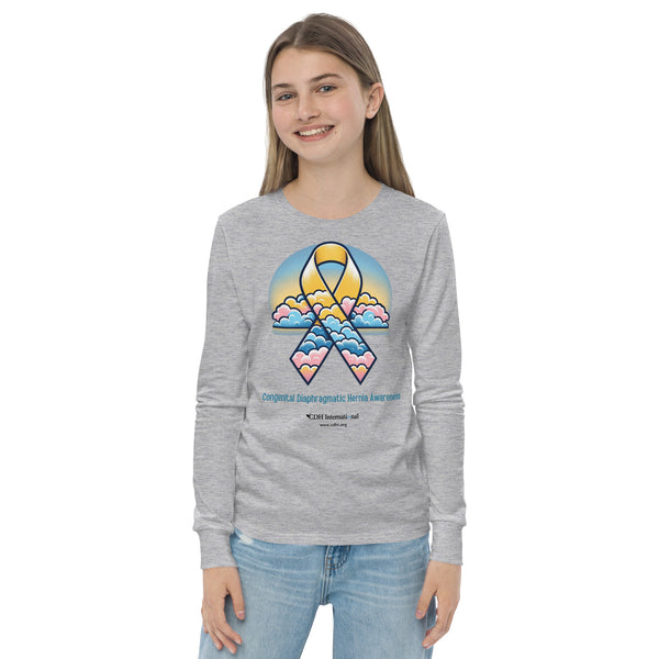 CDHAR- (43) Congenital Diaphragmatic Hernia Awareness Ribbon Youth long sleeve tee