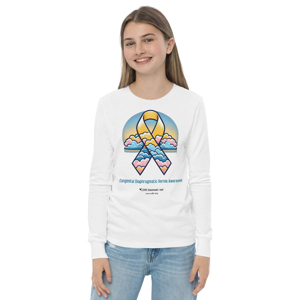 CDHAR- (43) Congenital Diaphragmatic Hernia Awareness Ribbon Youth long sleeve tee