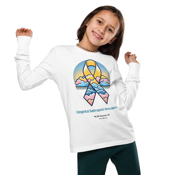 CDHAR- (43) Congenital Diaphragmatic Hernia Awareness Ribbon Youth long sleeve tee