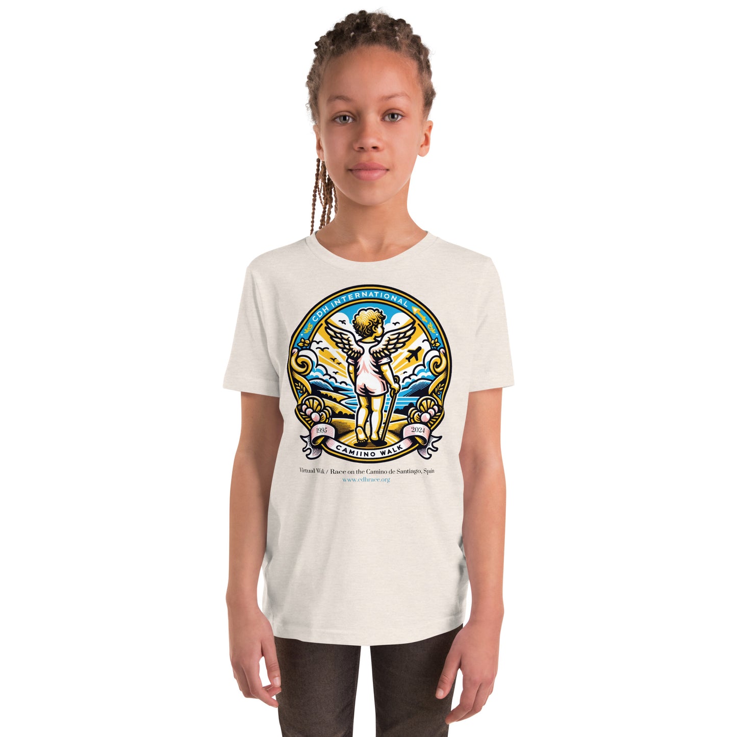 2024 CDH Race for Research Camino de Santiago Vintage Emblem Youth Short Sleeve T-Shirt