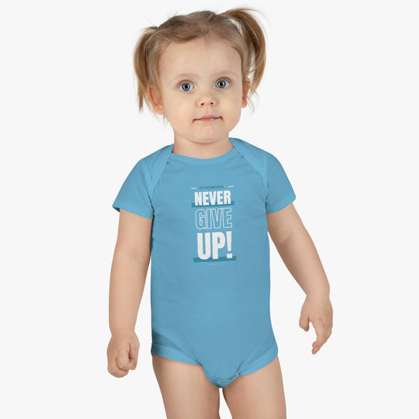 "Never Give Up" Congenital Diaphragmatic Hernia Awareness Baby Short Sleeve Onesie®