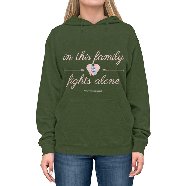 "In This Family, No One Fights Alone" CDH Awareness Unisex Lightweight Hoodie - CDH International