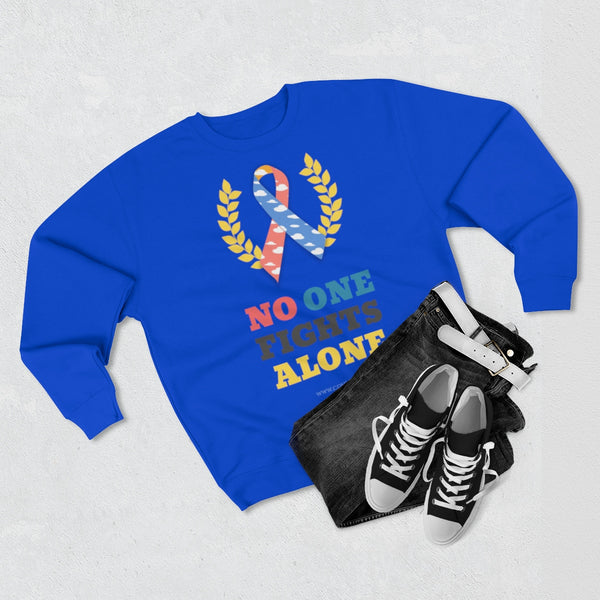 "No One Fights Alone" CDH Awareness Unisex Premium Crewneck Sweatshirt (UK Printing) - CDH International
