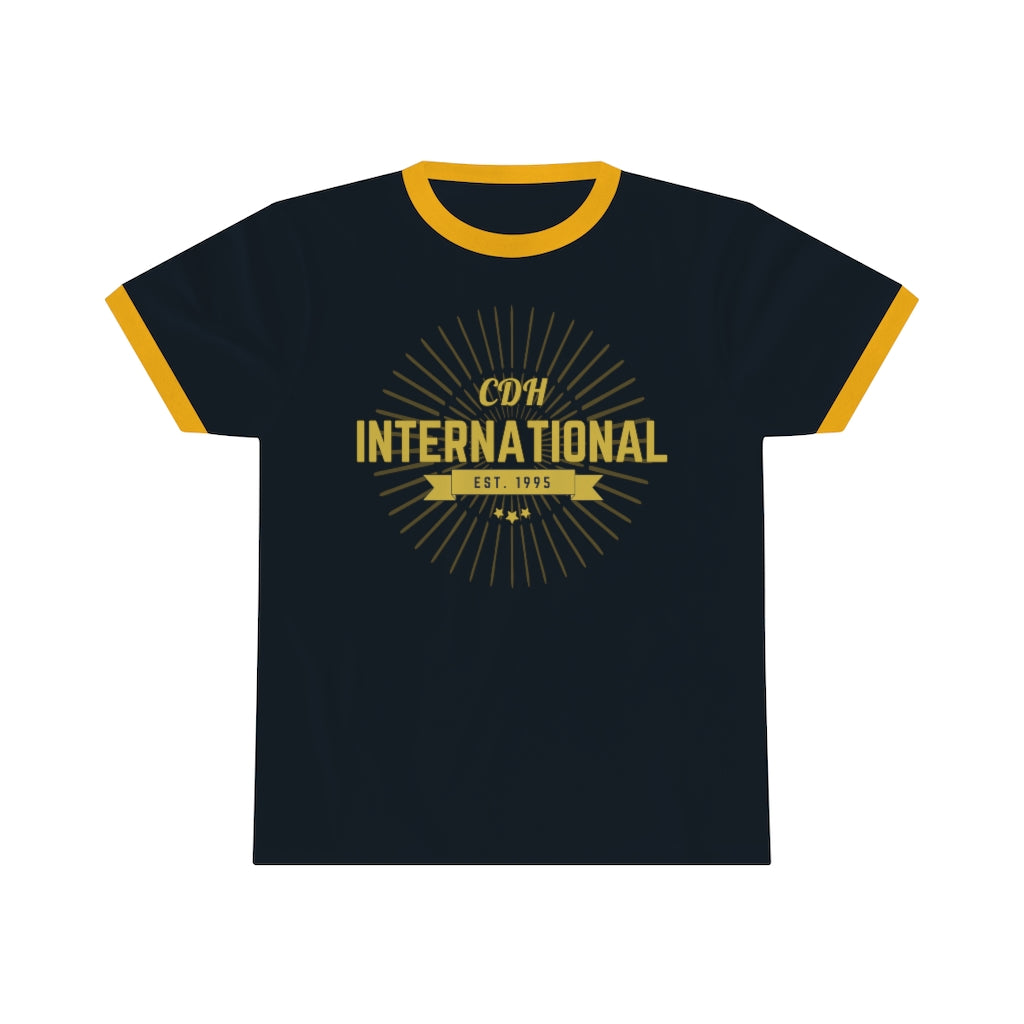 CDH International Established 1995 Gold Unisex Ringer Tee