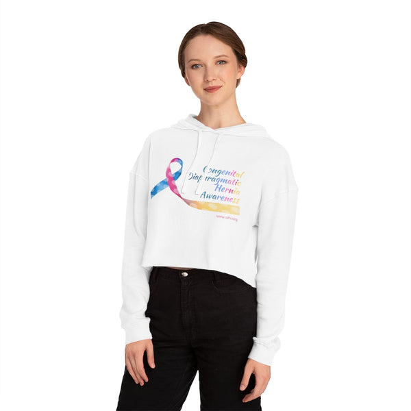Official Congenital Diaphragmatic Hernia Awareness Ribbon Women’s Cropped Hooded Sweatshirt