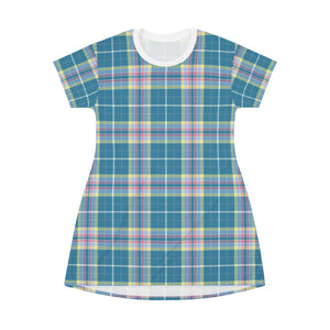 Congenital Diaphragmatic Hernia Awareness Tartan All Over Print T-Shirt Dress