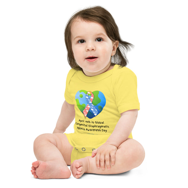 CDH Awareness Heart Globe Baby short sleeve one piece