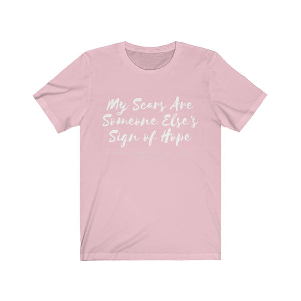 "My Scars Are Someone Else's Sign of Hope" CDH Awareness  Unisex Jersey Short Sleeve Tee - CDH International