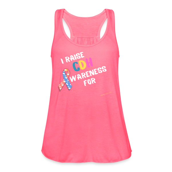 PERSONALIZABLE "I Raise CDH Awareness For _______" Women's Flowy Tank Top by Bella - neon pink
