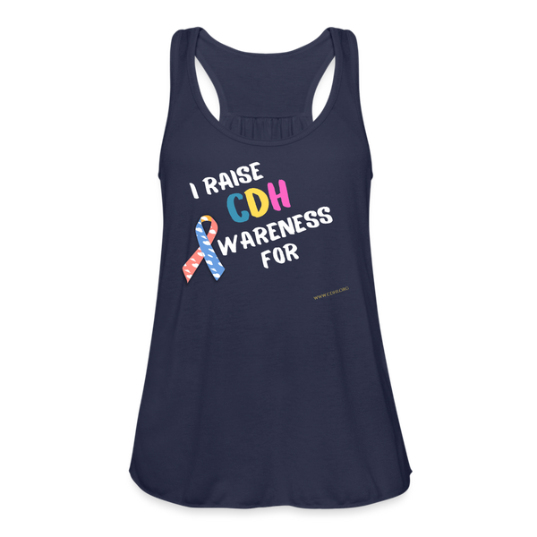 PERSONALIZABLE "I Raise CDH Awareness For _______" Women's Flowy Tank Top by Bella - navy