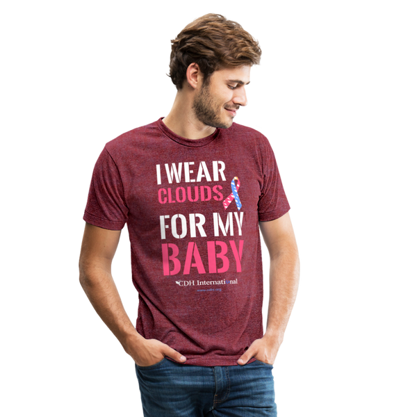 "I Wear Clouds For My Baby" Unisex Tri-Blend T-Shirt - heather cranberry
