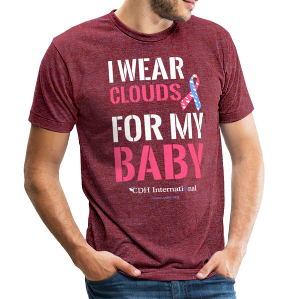 "I Wear Clouds For My Baby" Unisex Tri-Blend T-Shirt - heather cranberry