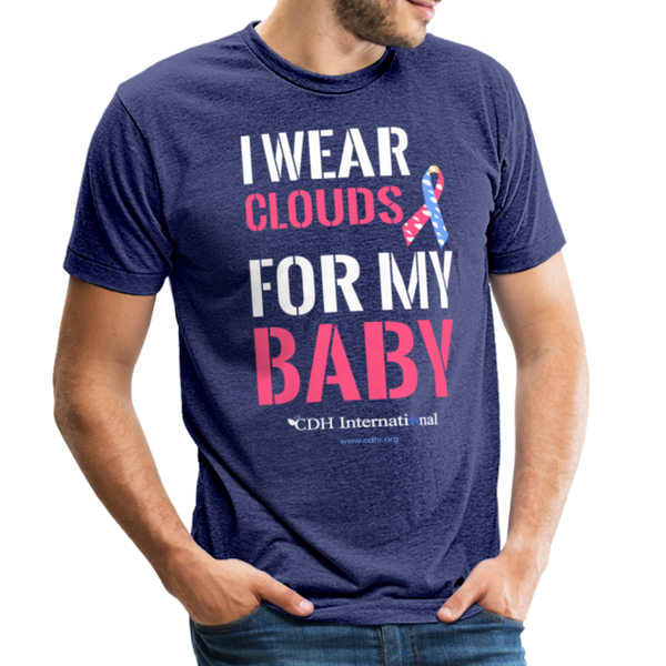 "I Wear Clouds For My Baby" Unisex Tri-Blend T-Shirt - heather indigo