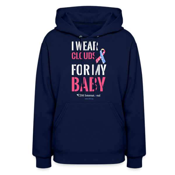 "I Wear Clouds For My Baby" CDH Awareness Women's Hoodie - navy